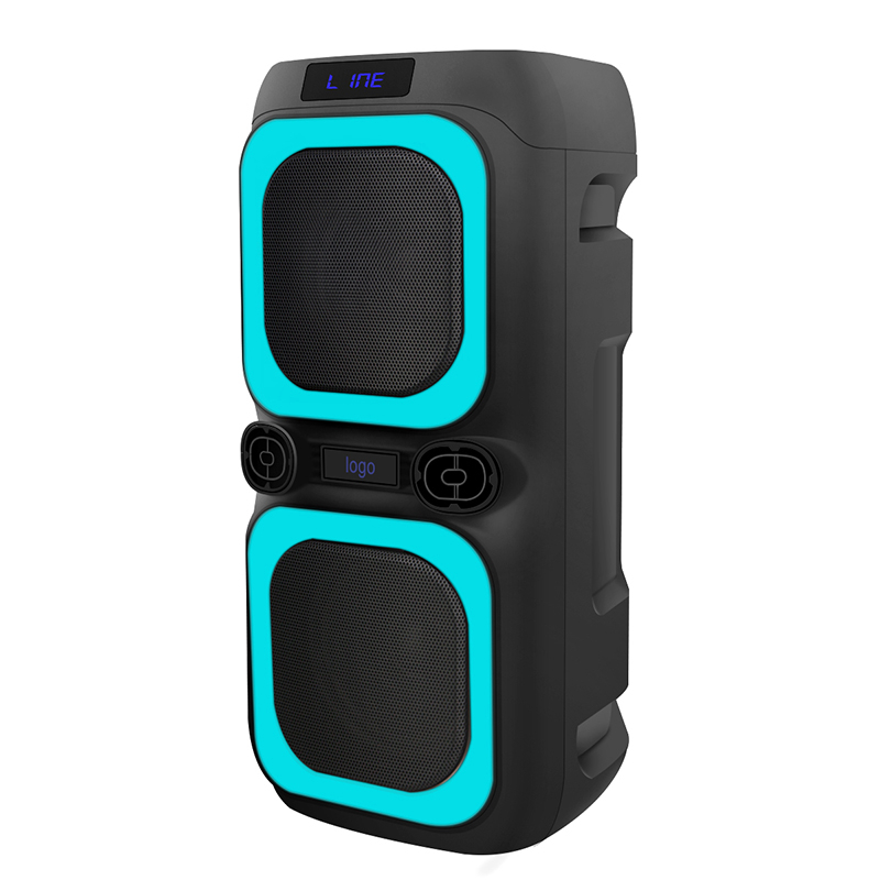 Guangdong new design colorful led light dual 8 inch portables speaker bluetooth