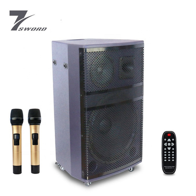 12'' wooden music amplifier trolley speaker with bluetooths