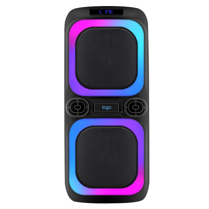 Guangdong new design colorful led light dual 8 inch portables speaker bluetooth
