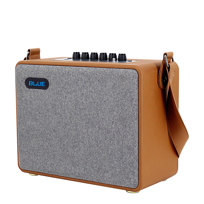 New Small Leather convenient 6 inch bluetooth wireless portable outdoor speaker with straps